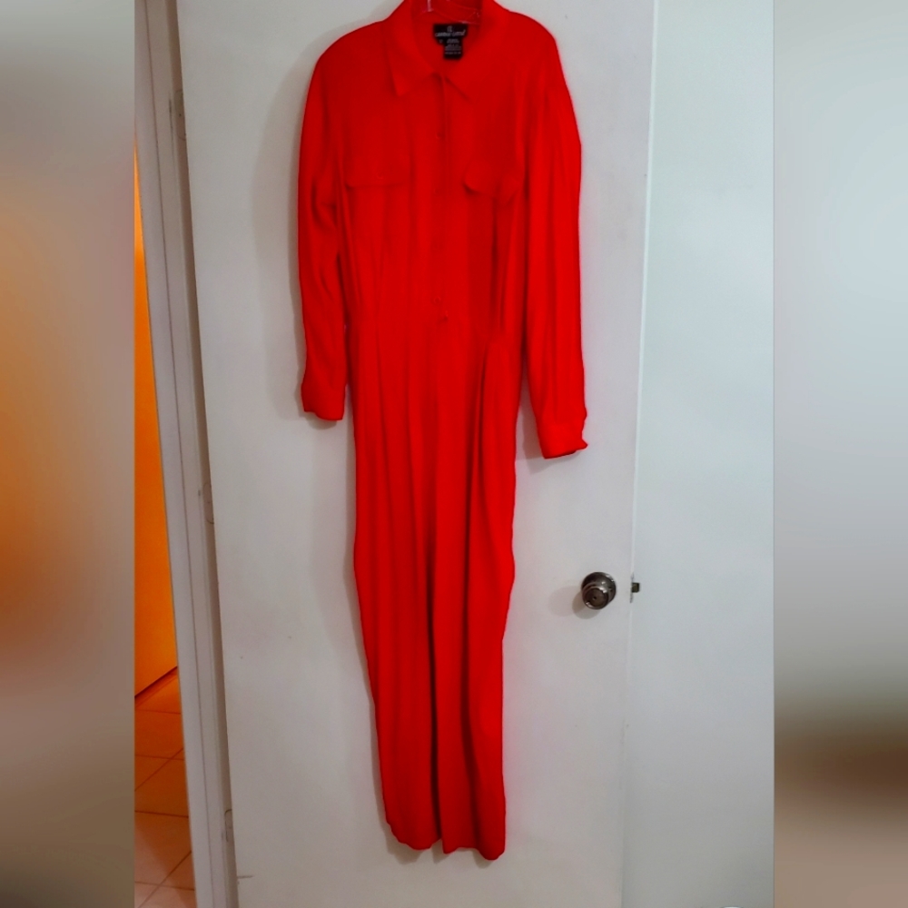 Flowing Red Jumpsuit Carole Little Office 2 Wedding 2 Evening Long Sleeve